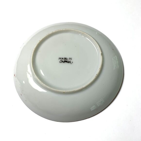 Handpainted Lustreware Cup Saucer Creamer Made in Japan Orange Rim Floral Vtg - Picture 10 of 11